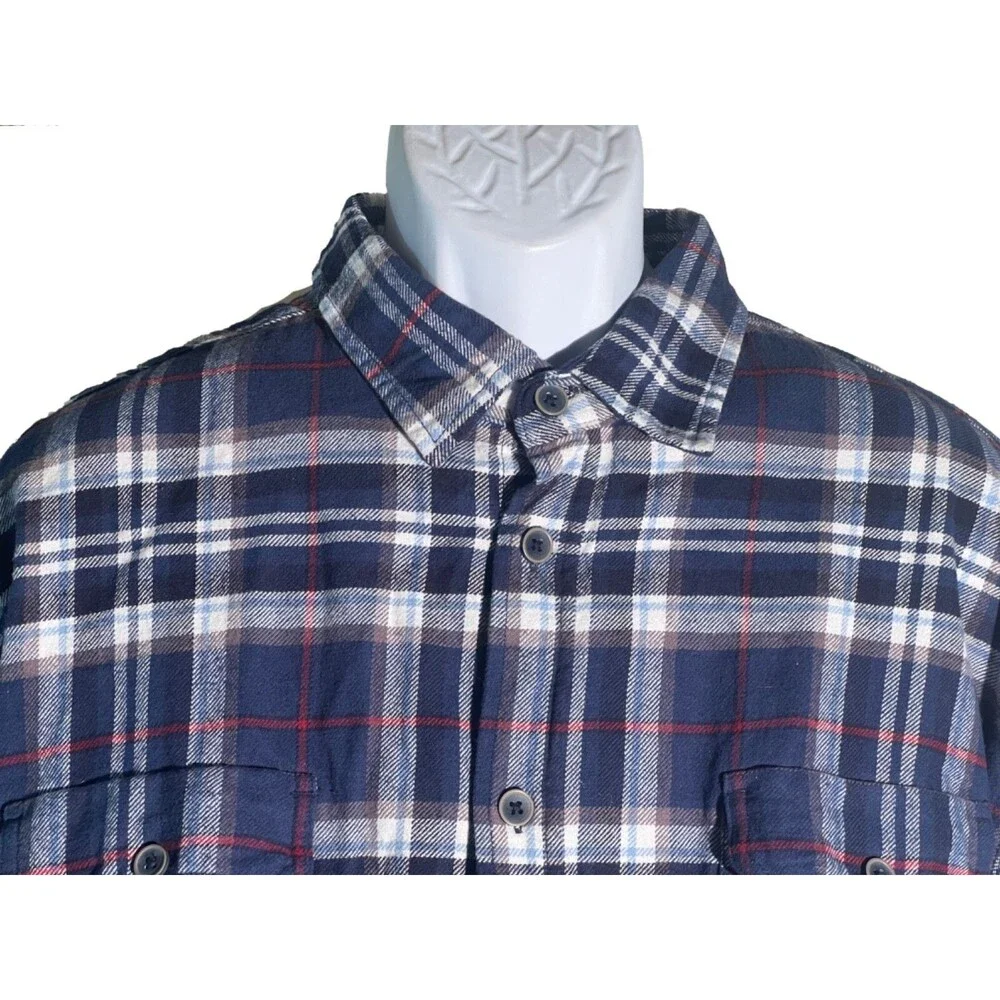 JACHS Men's Long Sleeve Button Down‎ Plaid Shirt Blue 2XL